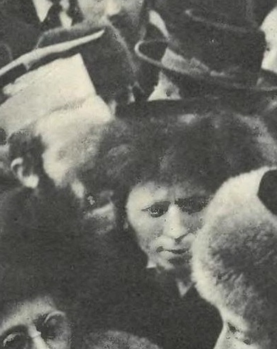 Mojżesz Stempel at Bobowa station among the wedding crowd, March 1931