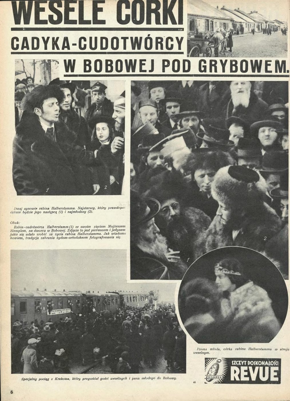 Światowid, March 1931: wedding of the Bobover Rebbe’s daughter, with station and family photographs
