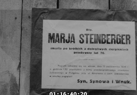 Funeral poster naming Marja Steinberger, age 70, funeral 13 October 1936