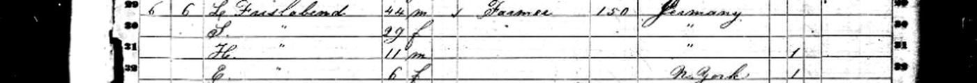 Lumberland household of L. Frislabend and S., with children H, E, M, and J