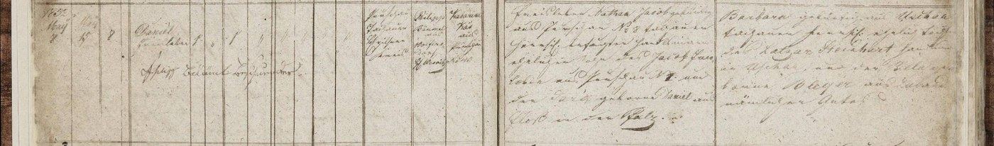 Purschau birth register, May 1832: Daniel Freisleben, house no. 8, father Nathan son of Jakob, mother Barbara