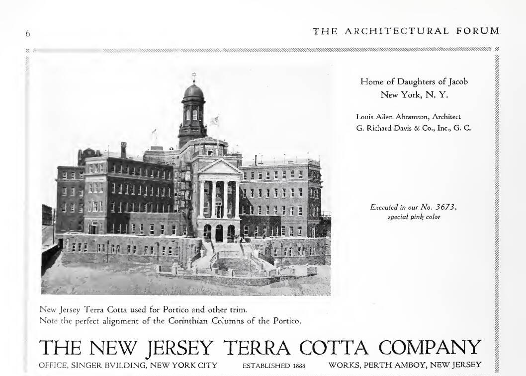 The new Home of the Daughters of Jacob in the Bronx, September 1920