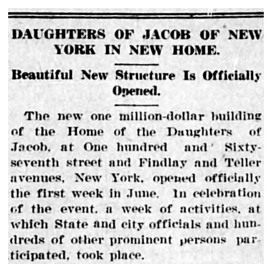 Denver Jewish News, 23 June 1920, on the opening week at the Bronx home