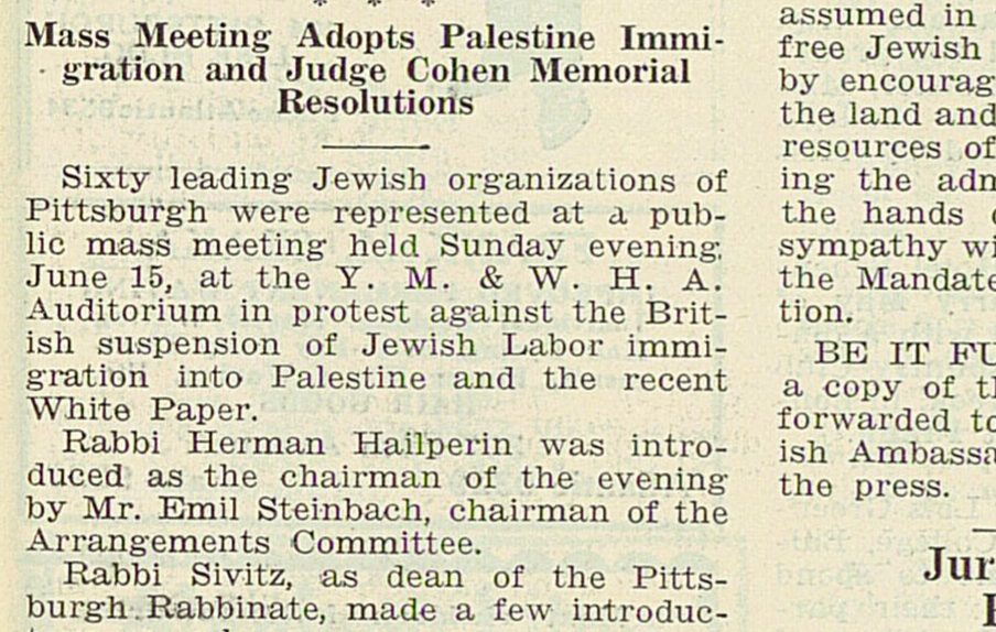 Jewish Criterion report on the Pittsburgh protest meeting