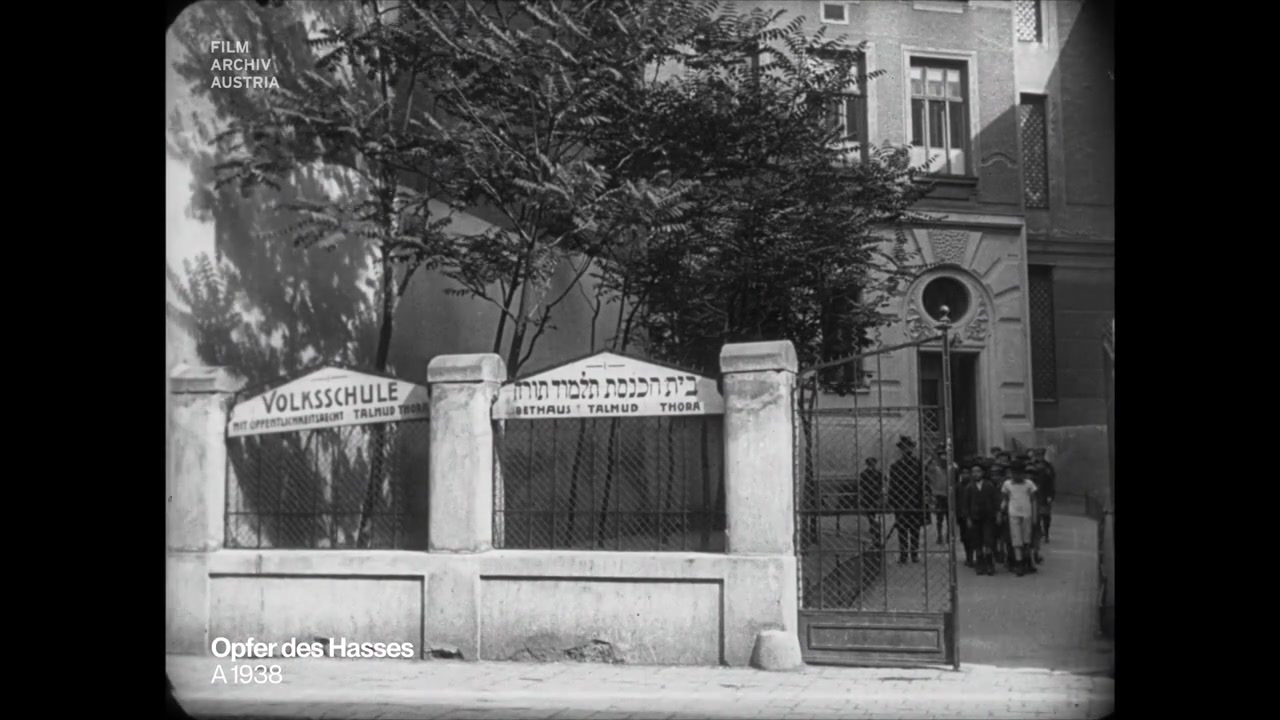 Boys leaving the Talmud Thora school gate in Vienna, 1923